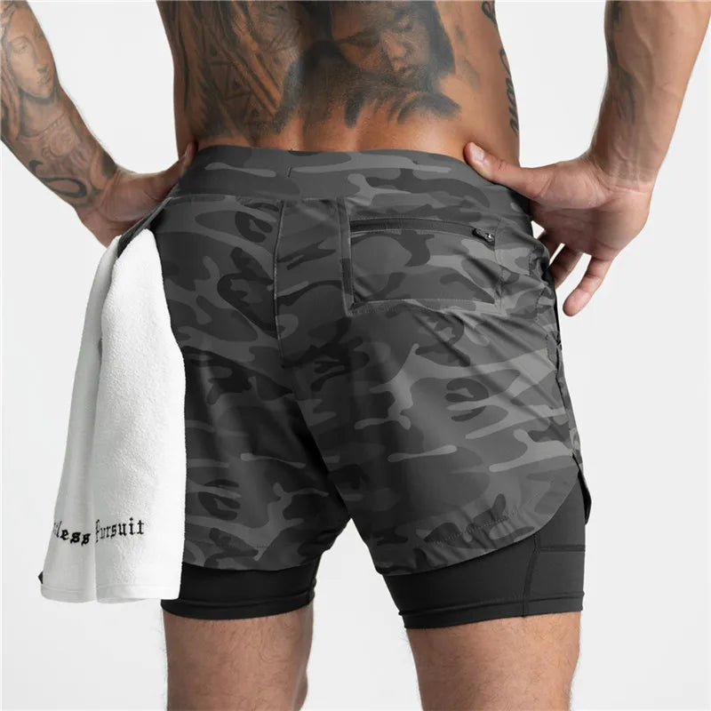 New Running Shorts Men with Lined | 2022 Summer Quick Dry Sport Gym Shorts | Men 2 IN 1 Fitness Training Workout Sports Shorts | Male ShopOnlyDeal