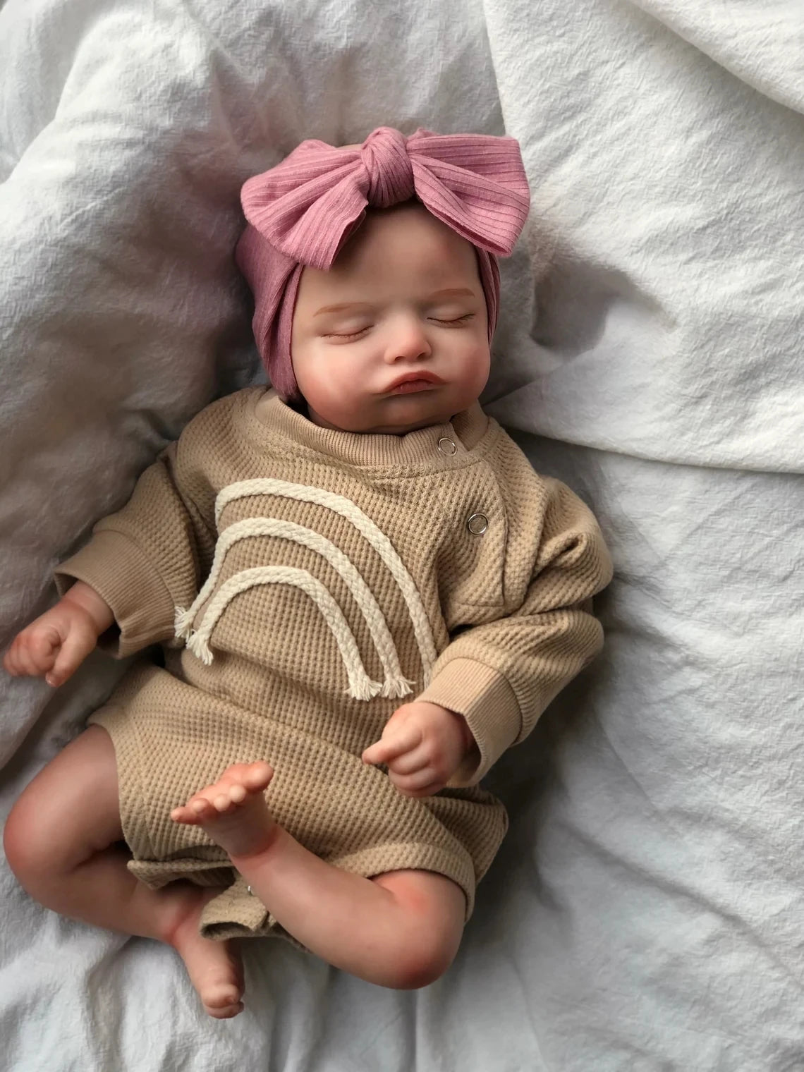 46CM Already Finished Painted Reborn Doll Rosalie Newborn Sleeping Doll Soft Hand-Drawing Hair 3D Skin Tone Visible Veins ShopOnlyDeal