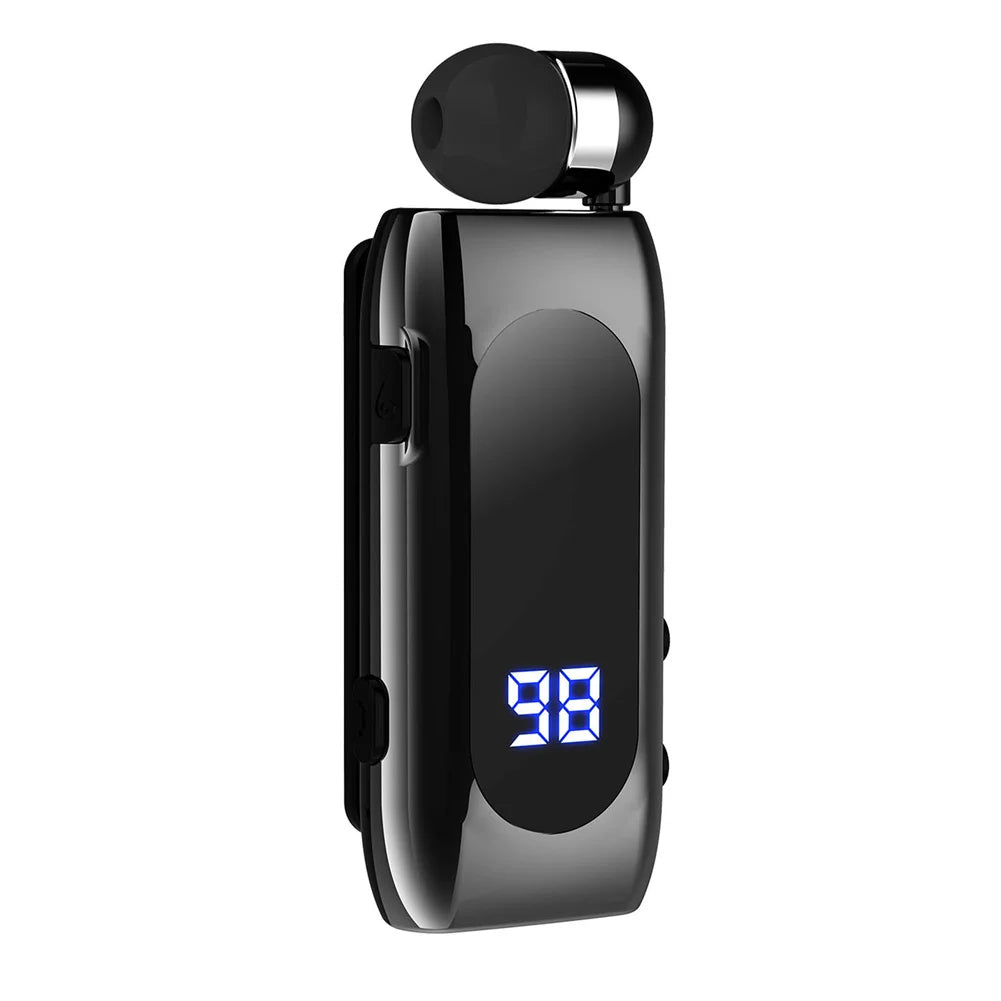 K55 Mini Headset Bluetooth Lavalier | Retractable Single Earphone | Multifunction Clip Earbuds | LED Digital Display for Driving & Sport ShopOnlyDeal