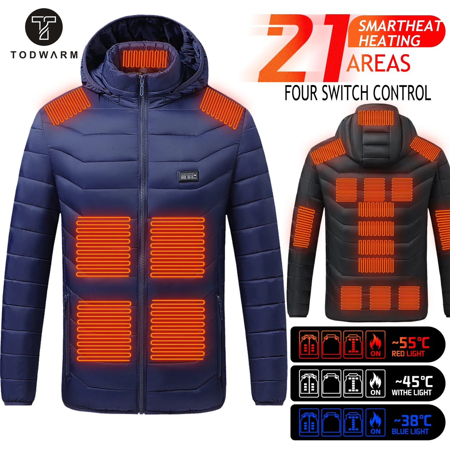 Heated Jacket 21 Areas Winter Men's Women's Motorcycle Jacket USB Electric Heating Jacket USB Electric Heated Jacket ShopOnlyDeal