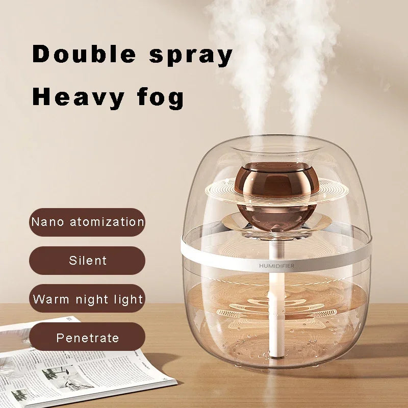 New 2L Double Spray Humidifier | Home Mute Transparent Spray Fog with Night Light | USB Large Capacity Humidifier for Bedroom Office ShopOnlyDeal