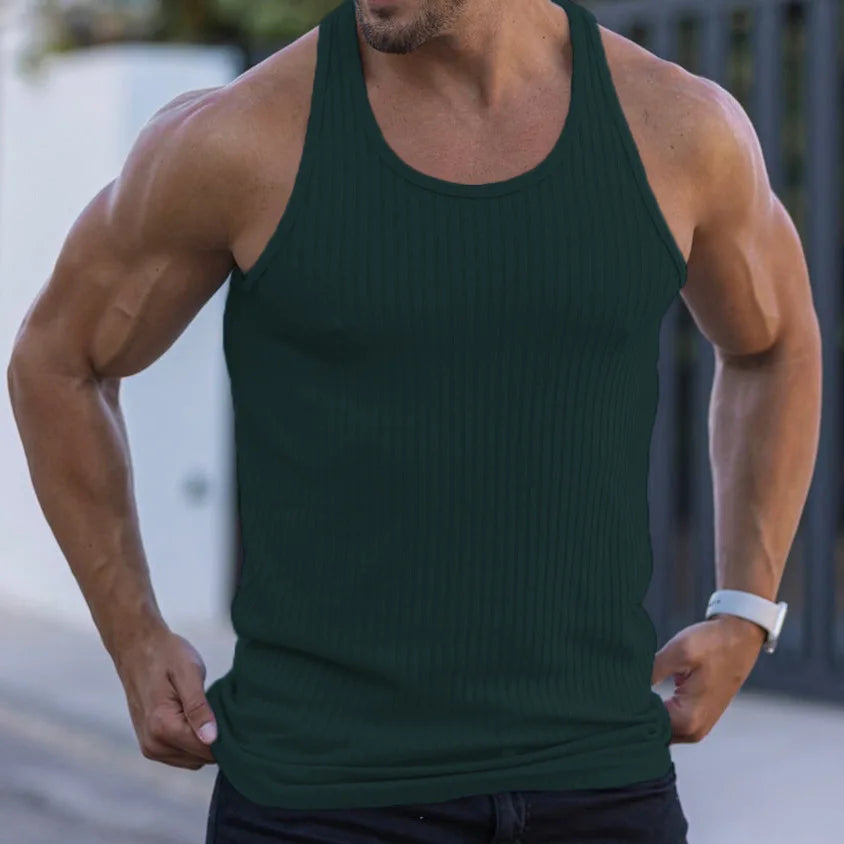 Summer Men's Vest Stripe Gym Tank Top | Fitness Sleeveless Shirt | Male Exercise Sports Vest | Undershirt Bodybuilding Clothing ShopOnlyDeal