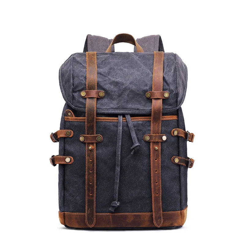 New Wax Canvas Bag with Genuine Leather | Durable Travel Outdoor Backpack for Men | Stylish Horseskin Design with Premium Craftsmanship ShopOnlyDeal