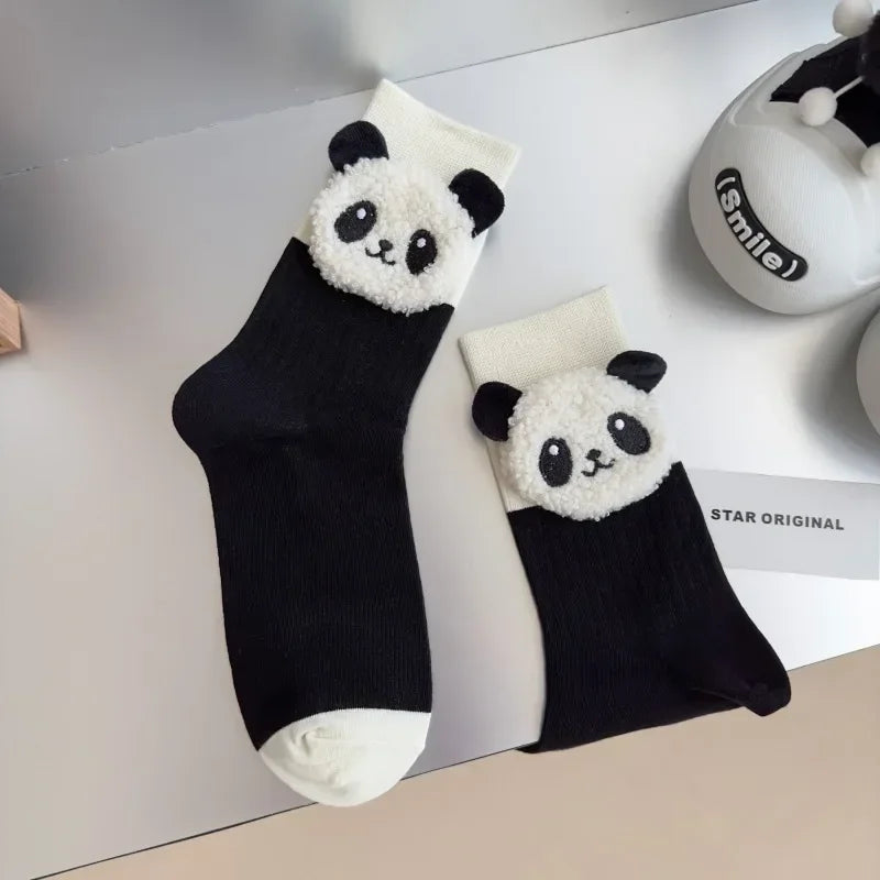 Pure Cotton Cute Designer Panda Women Socks | Kawaii Funny Black and White Middle Tube Socks ShopOnlyDeal