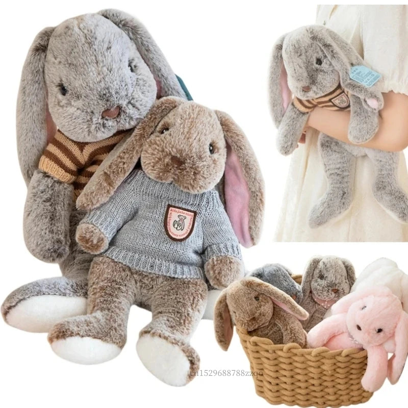 Cute Big Ear Bunny Plush Doll | Cartoon Stuffed Animals Rabbit with Sweater | Soft Baby Accompany Sleeping Pillow | Girl Birthday Gift ShopOnlyDeal