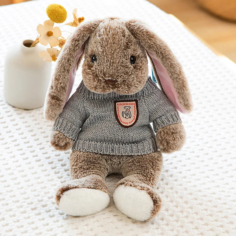 Cute Big Ear Bunny Plush Doll | Cartoon Stuffed Animals Rabbit with Sweater | Soft Baby Accompany Sleeping Pillow | Girl Birthday Gift ShopOnlyDeal