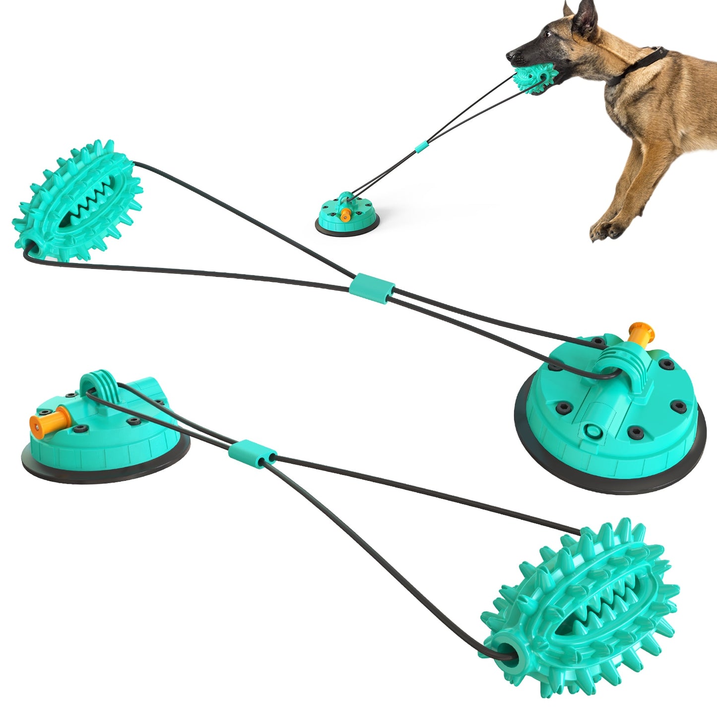 Pet Dog Toys Double Suction Cup Tug Chew Toy Dogs Push Ball Pet Tooth Cleaning Dog Toothbrush for Puppy Large Dog Molar Bite Toy ShopOnlyDeal