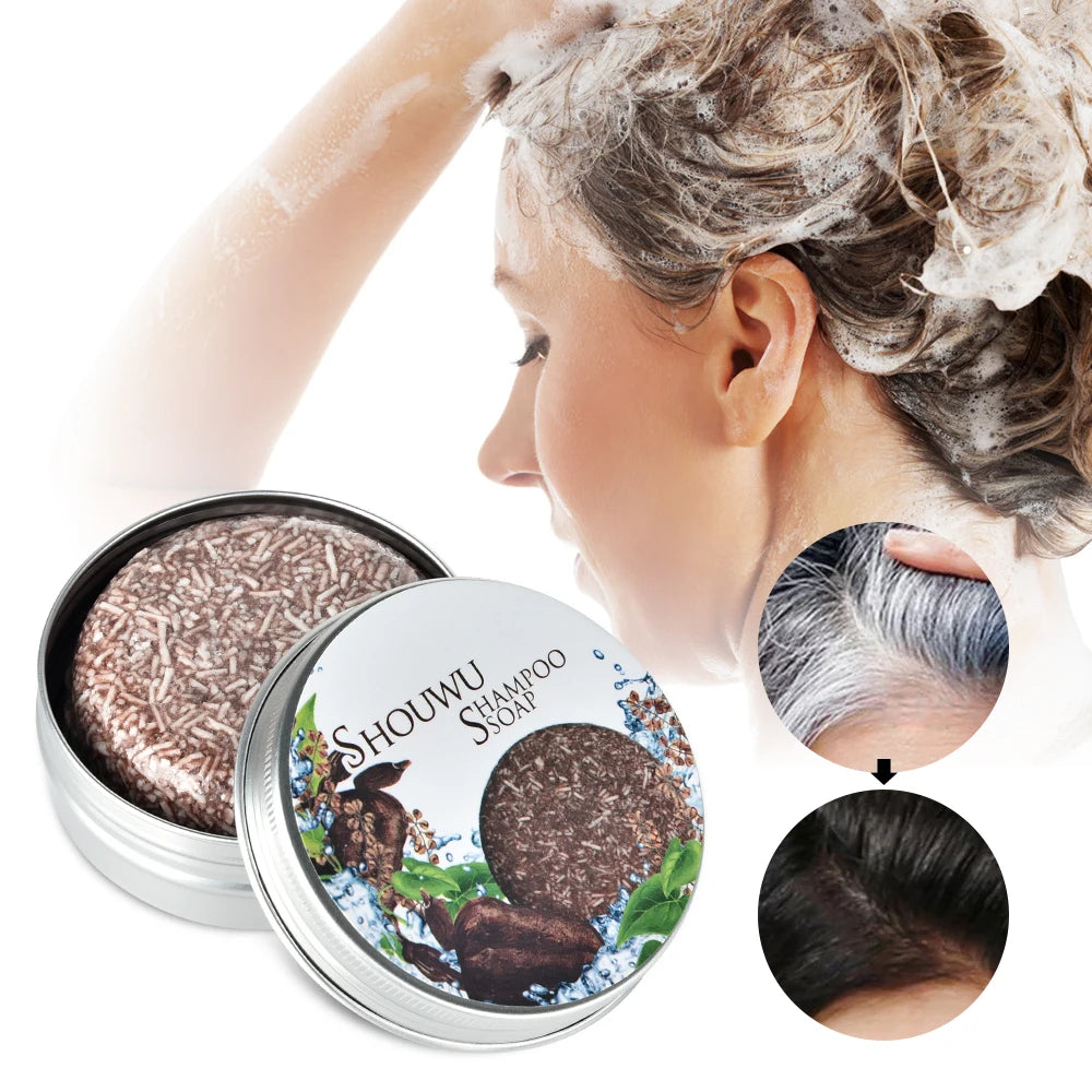 Soap Hair Darkening Shampoo Bar | Repair Gray White Hair | Color Dye Face Hair Body Shampoo | 55g Natural Organic Hair Conditioner ShopOnlyDeal