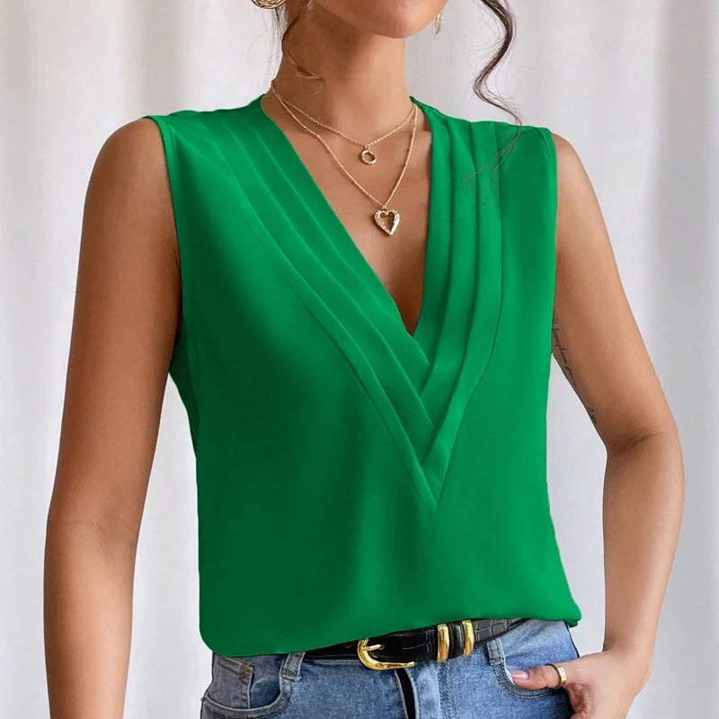 Solid Casual Loose Sleeveless Blouses for Women | Fashion Summer Women's Oversized Shirts and Blouses | Elegant Youth Female Tops ShopOnlyDeal