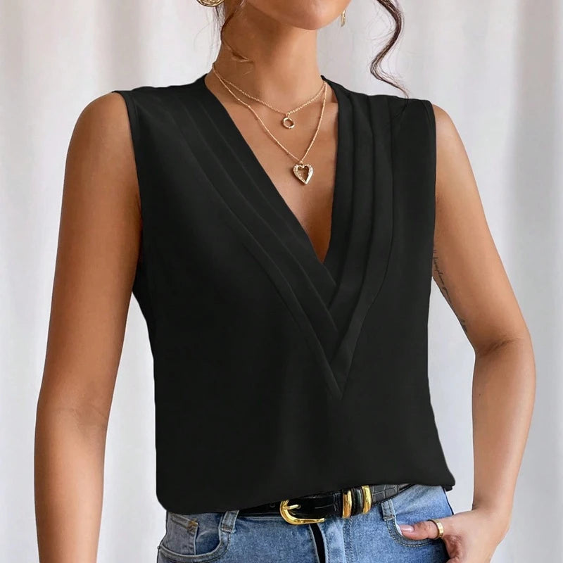 Solid Casual Loose Sleeveless Blouses for Women | Fashion Summer Women's Oversized Shirts and Blouses | Elegant Youth Female Tops ShopOnlyDeal