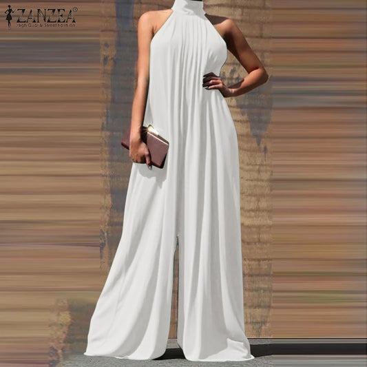 Summer Fashion Wide Leg Rompers Women | Elegant Solid Long Jumpsuits | Party Sexy Sleeveless Playsuit LingJun Store