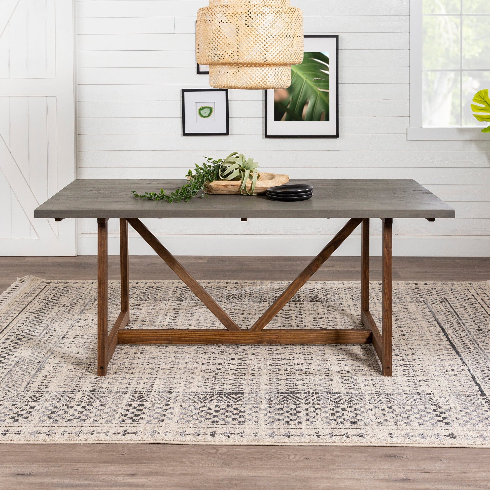 Brennan Solid Wood Trestle Dining Table Walker Edison