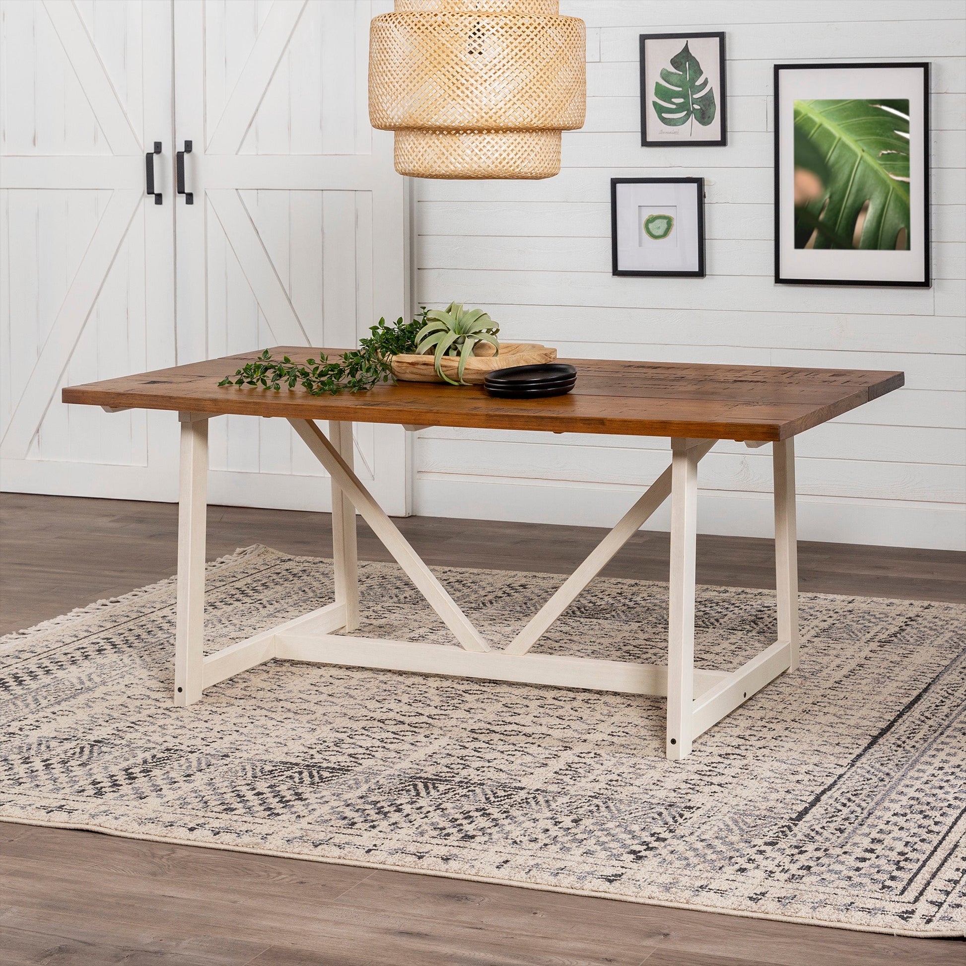 Brennan Solid Wood Trestle Dining Table Walker Edison