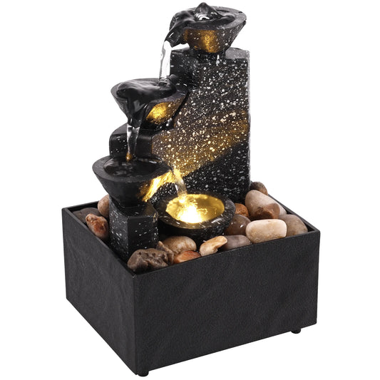 Tabletop Waterfall Home Decor | Relaxation Meditation Desktop Fountain with Soft Lights | Flowing Water Ornaments | Mother's Day Gifts ShopOnlyDeal