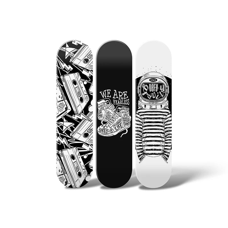 Skateboard Wall Art Black and White Mural & Skate Deck Art Wooden Panels for Club Bar Men Cave Wall Decoration ShopOnlyDeal