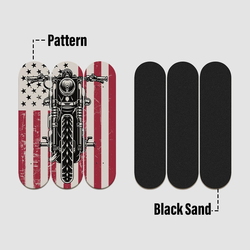 3pcs Skateboard Wall Art Retro Motorcycle US Flag Skate Deck Wall Mural for Bar Pub Club Men Cave Wall Decor Friend Gifts ShopOnlyDeal