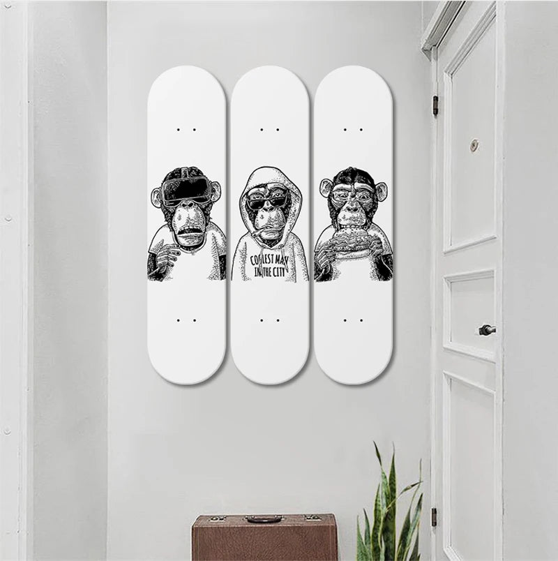 Skate Deck Wall Decor Animal Gorilla Pop Art Skateboard Art Canadian Maple Decorative Board for Room Ornaments Entryway Decor ShopOnlyDeal