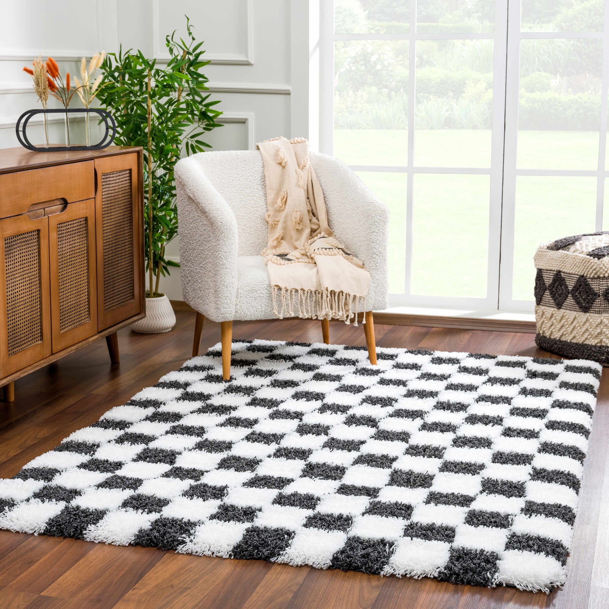 Atira Black & White Checkered Area Rug | Bold Contrast for Contemporary Spaces Boutique Rugs