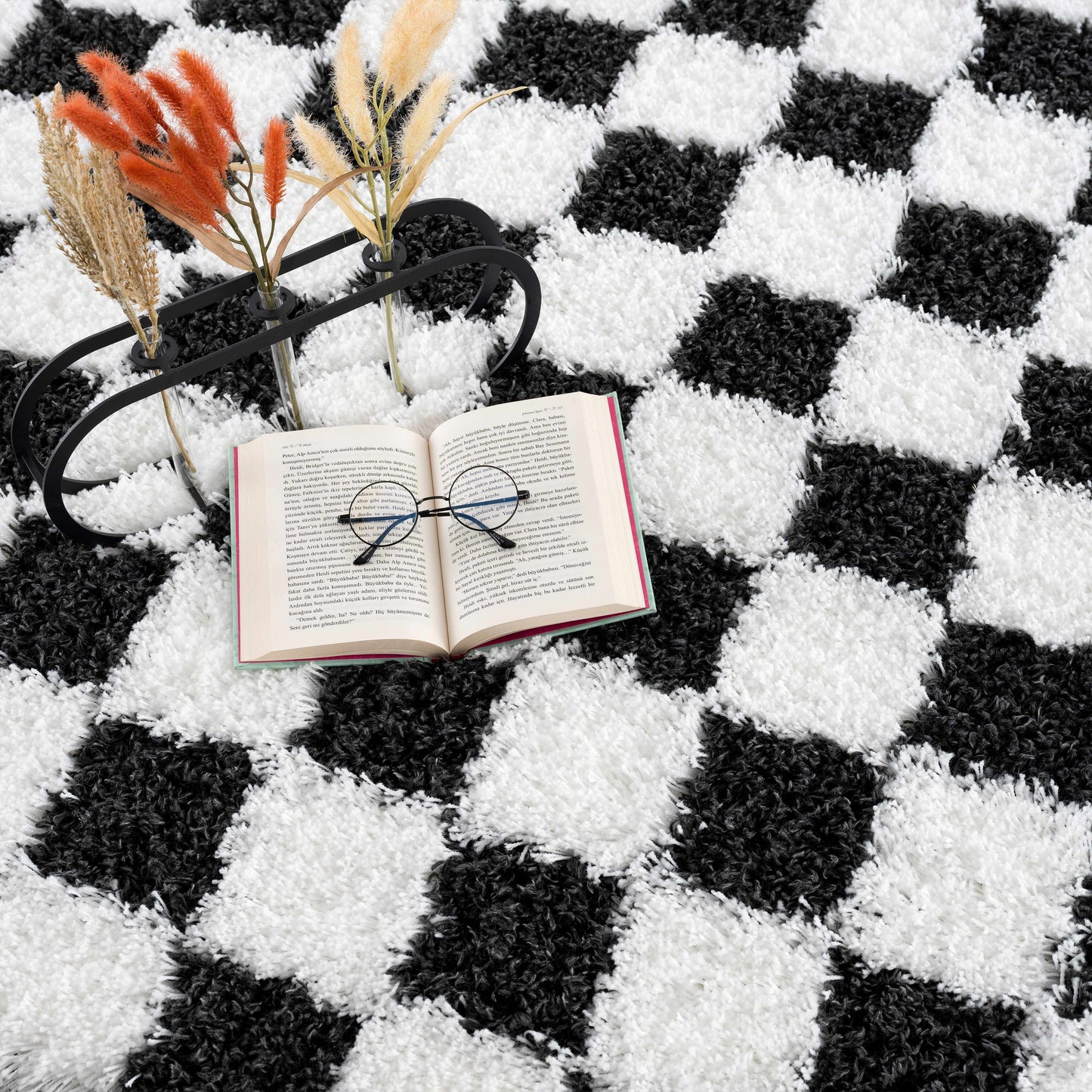 Atira Black & White Checkered Area Rug | Bold Contrast for Contemporary Spaces Boutique Rugs