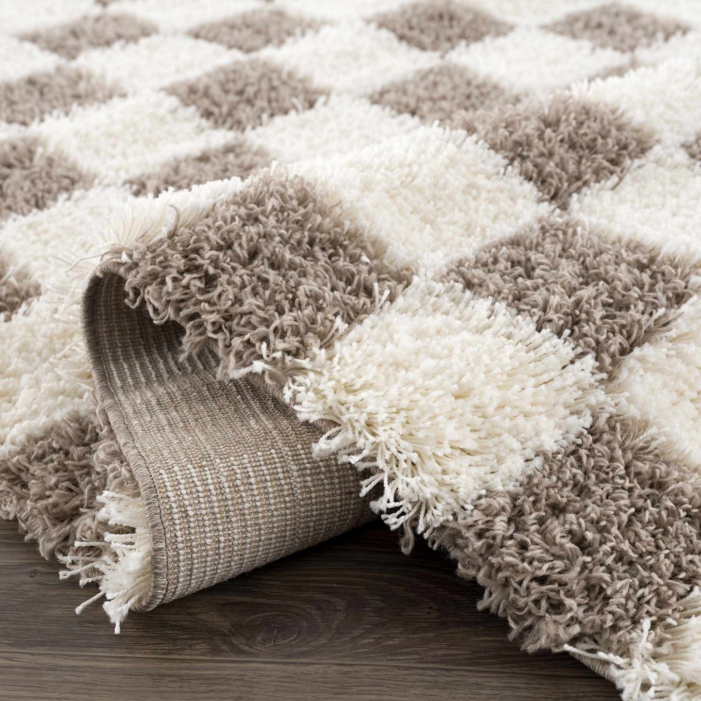 Atira Brown Checkered Area Rug Boutique Rugs