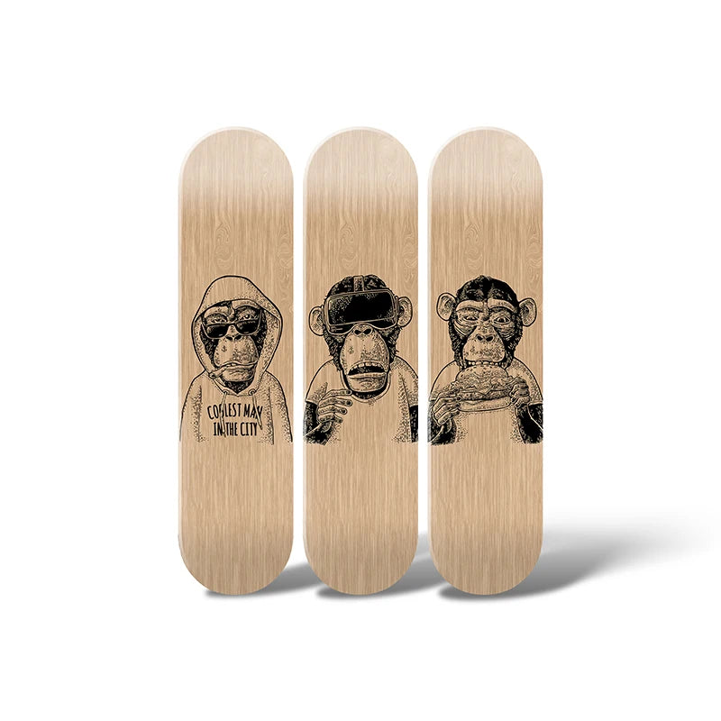 Skate Deck Wall Decor Animal Gorilla Pop Art Skateboard Art Canadian Maple Decorative Board for Room Ornaments Entryway Decor ShopOnlyDeal