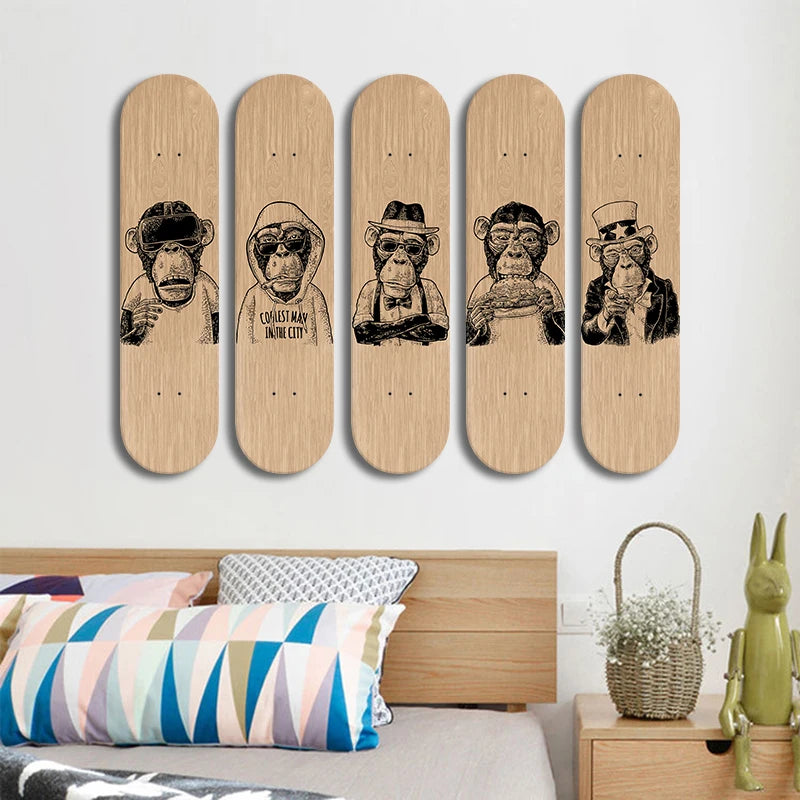 Skate Deck Wall Decor Animal Gorilla Pop Art Skateboard Art Canadian Maple Decorative Board for Room Ornaments Entryway Decor ShopOnlyDeal