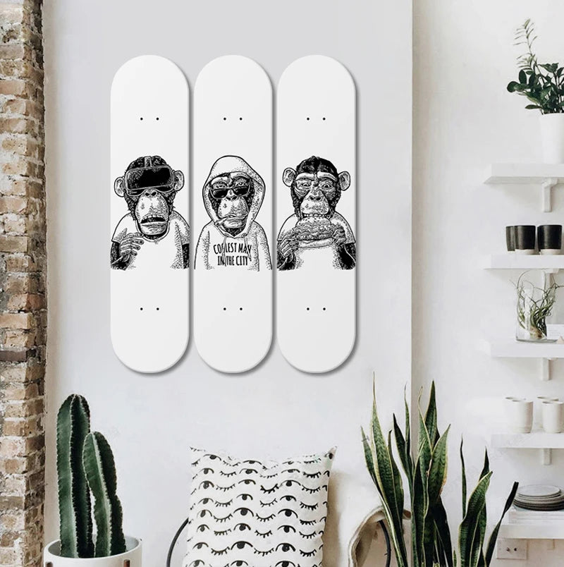 Skate Deck Wall Decor Animal Gorilla Pop Art Skateboard Art Canadian Maple Decorative Board for Room Ornaments Entryway Decor ShopOnlyDeal