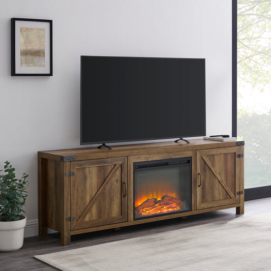 Barn Door Fireplace TV Stand Walker Edison