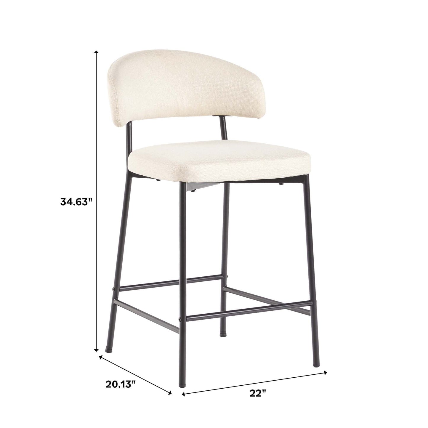 Alexis Modern Curved Back Bar Stool, Set of 2 Walker Edison