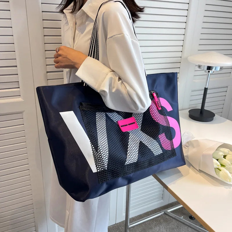 Letter Women Shoulder Bags Trendy Waterproof Tote Beach Bag Large Capacity Female Travel Shopping bags ShopOnlyDeal