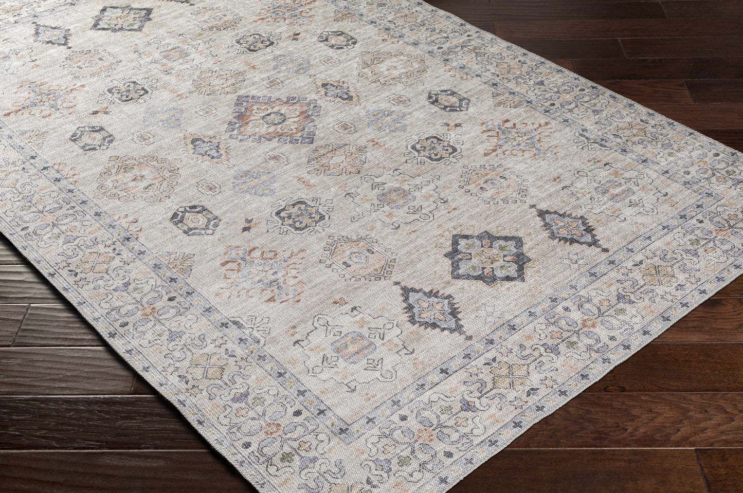 Beige Beckett Vintage Washable Area Rug | Classic Elegance with Modern Convenience Boutique Rugs