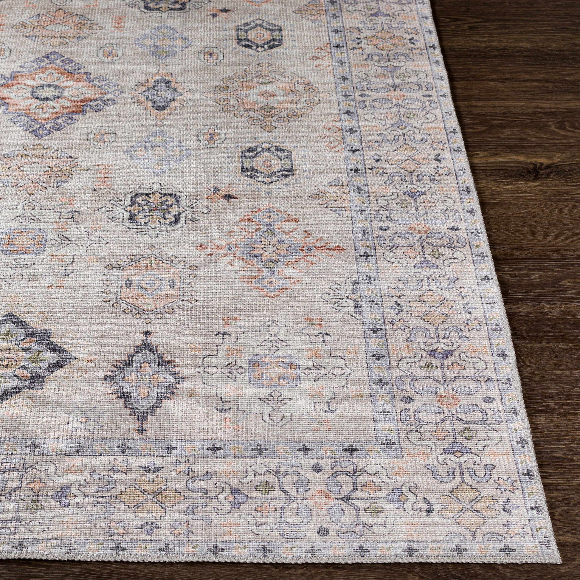 Beige Beckett Vintage Washable Area Rug | Classic Elegance with Modern Convenience Boutique Rugs