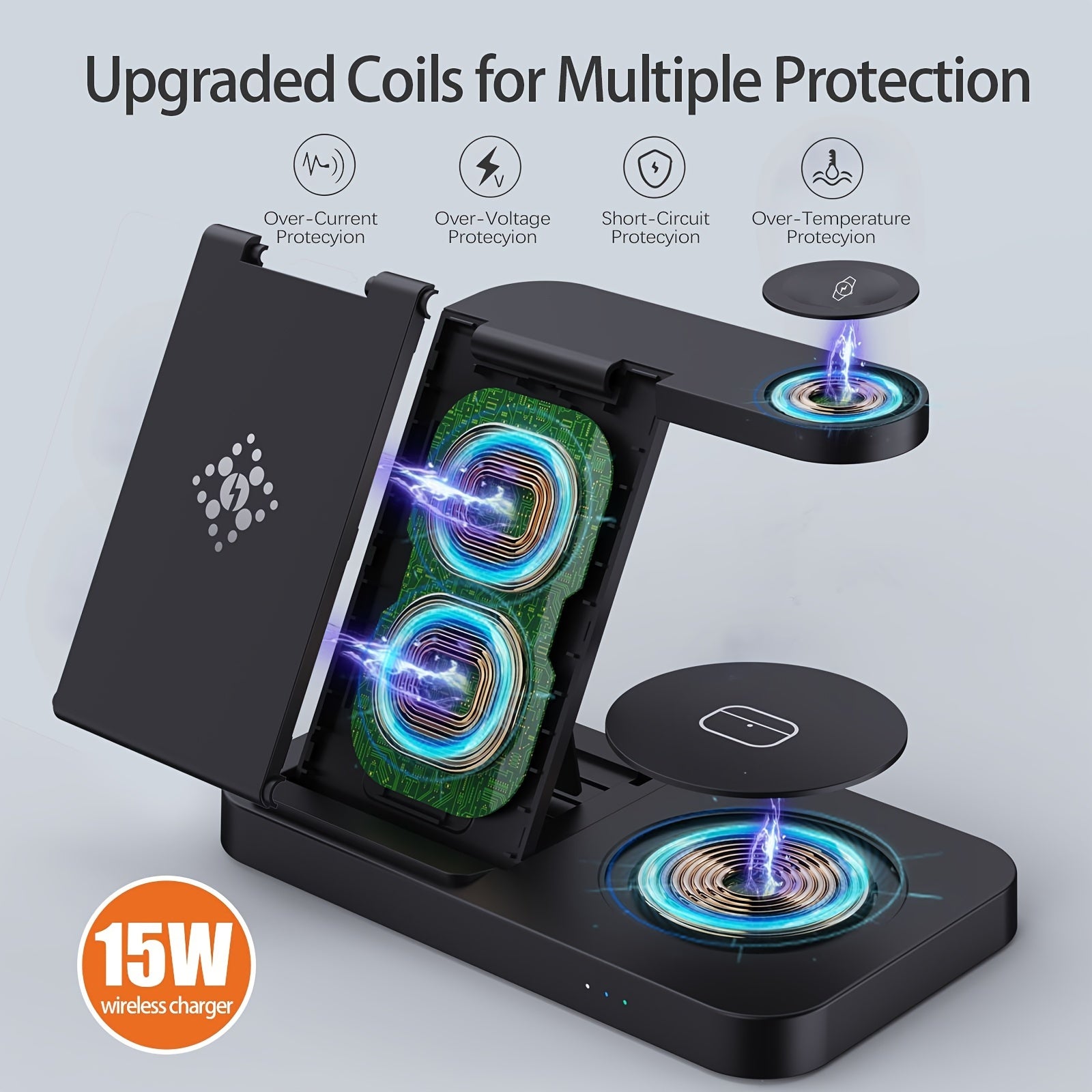 4 In 1 Charging Station, Foldable Fast Wireless Charger Dock Stand For Samsung Android Charging Station Multy Devices For Samsung Galaxy S23 S22 Ultra/S22+/S22/S21/S20/Z Flip 4/Z Fold 4, Galaxy Watch 6/5/4/3, Galaxy Buds/Pro. ShopOnlyDeal