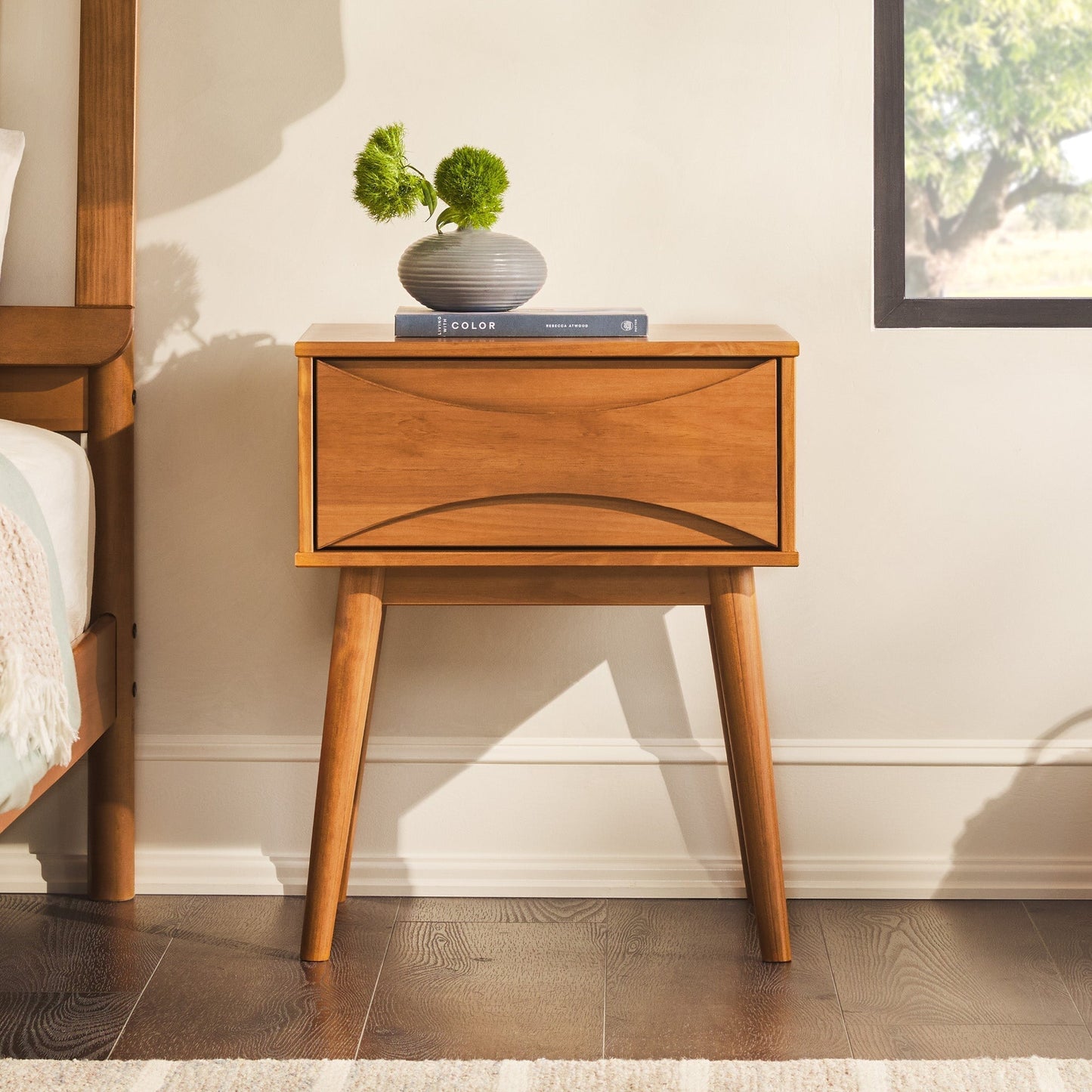 Atticus Solid Wood Mid-Century Modern Nightstand Walker Edison