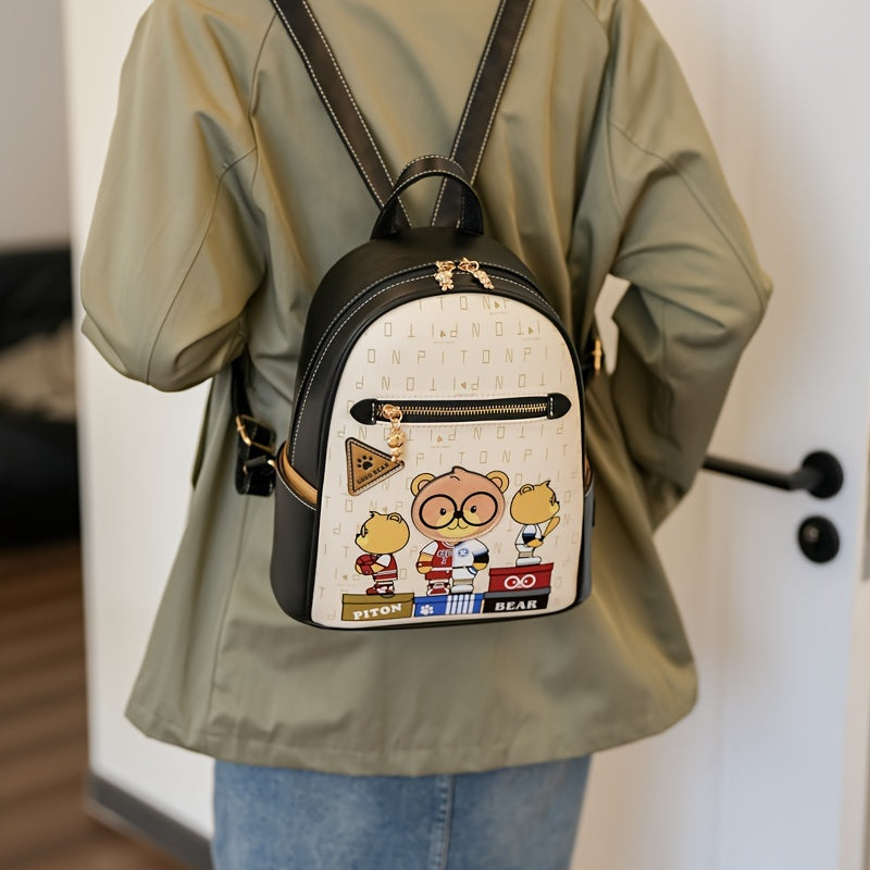 Cartoon Bear Pattern Backpack | Fashion Small Daypack | Cute PU Leather Schoolbag ShopOnlyDeal