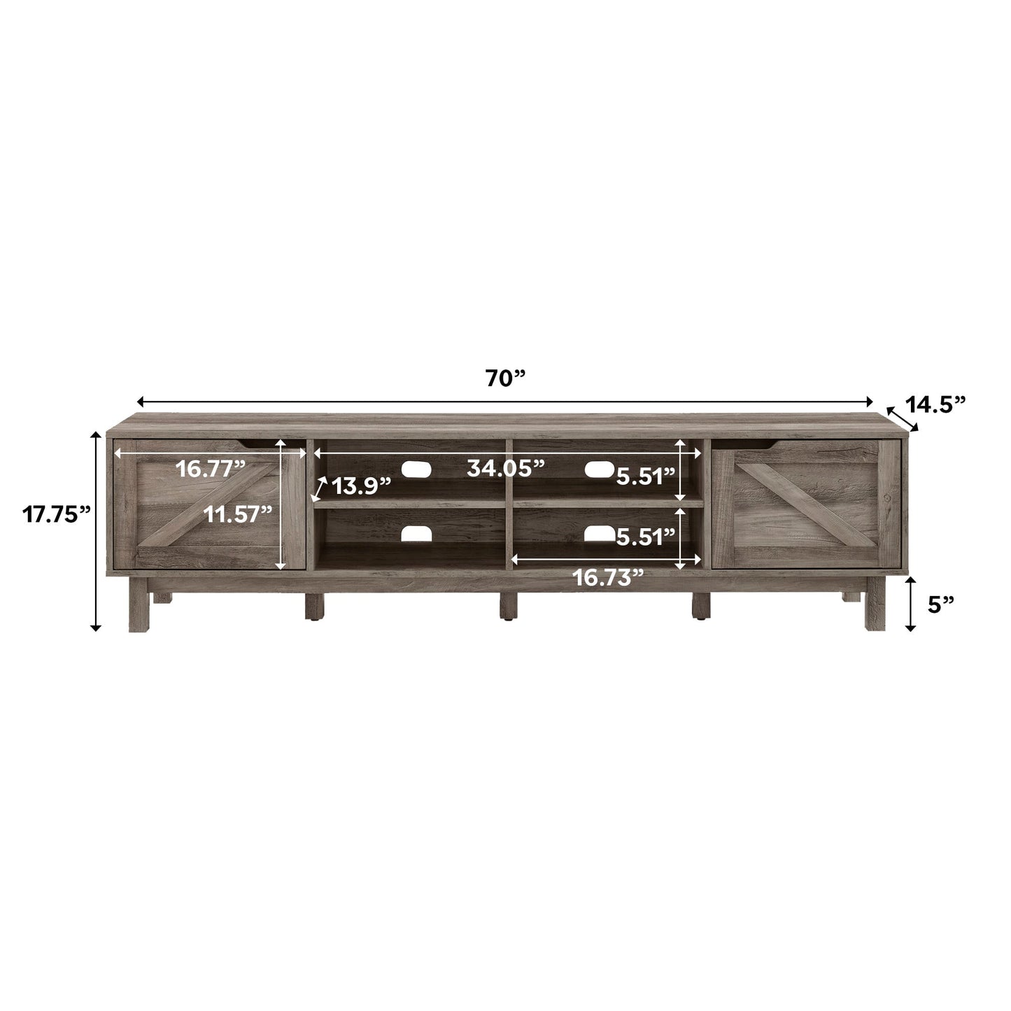 Barn Door 70" Rustic TV Stand Walker Edison