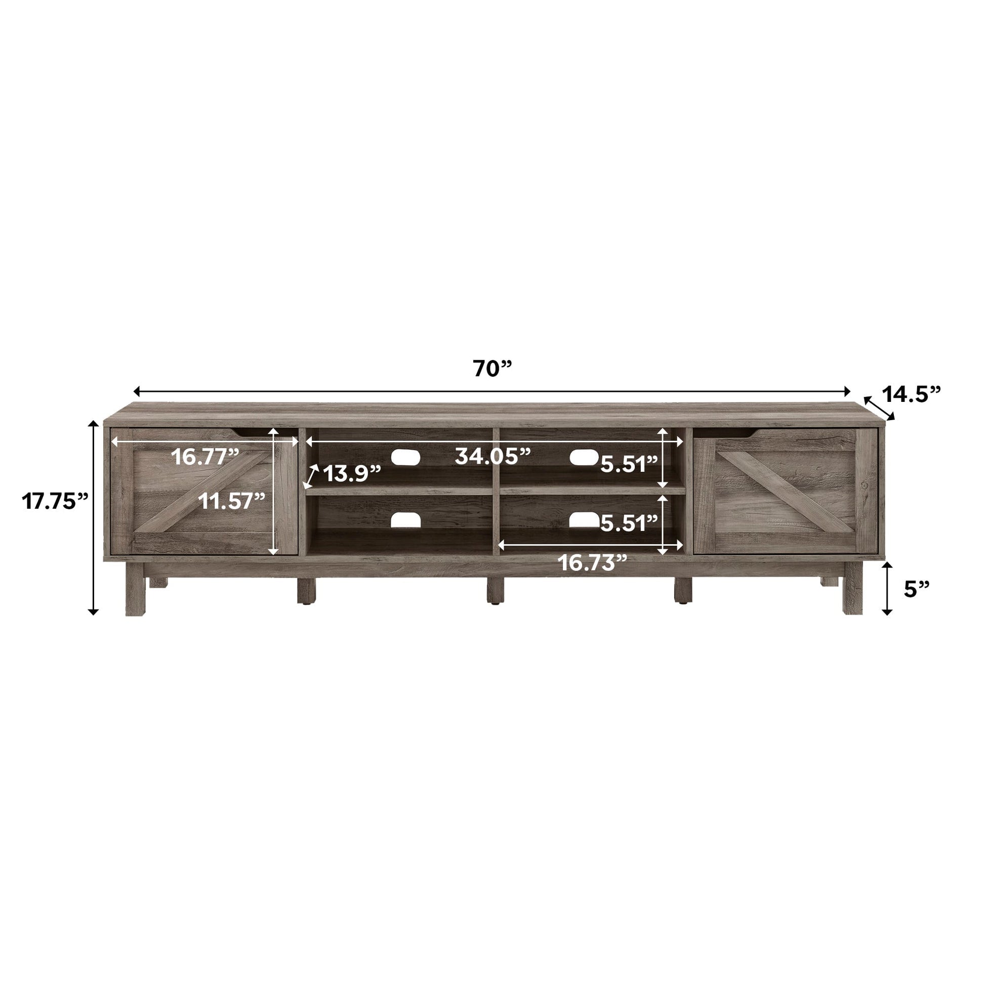 Barn Door 70" Rustic TV Stand Walker Edison