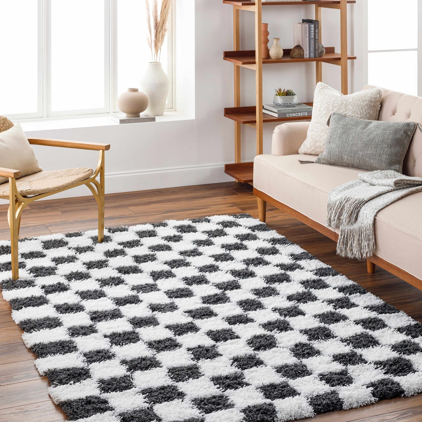 Atira Black & White Checkered Area Rug | Bold Contrast for Contemporary Spaces Boutique Rugs