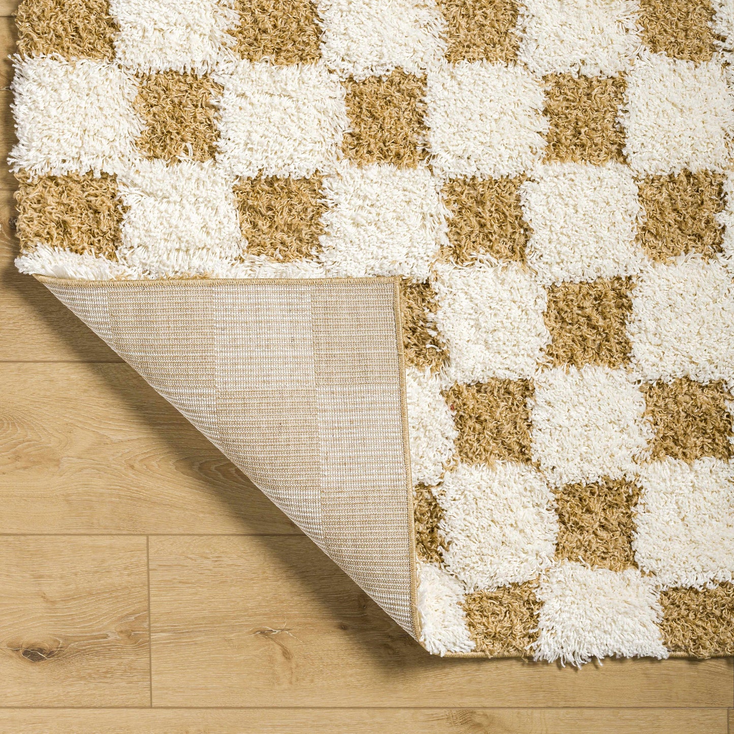 Atira Mustard Checkered Area Rug | Warm & Inviting Home Decor Piece Boutique Rugs