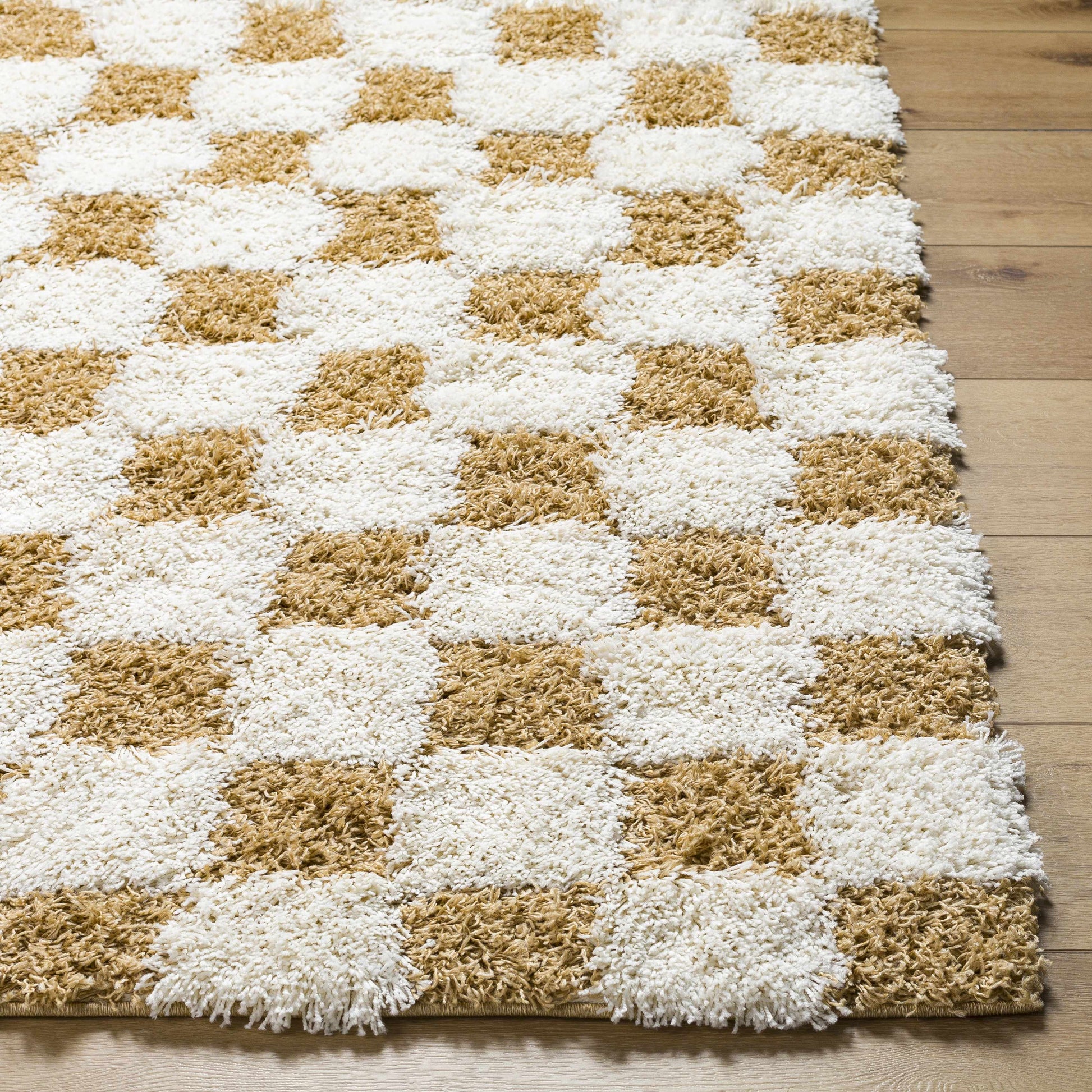 Atira Mustard Checkered Area Rug | Warm & Inviting Home Decor Piece Boutique Rugs