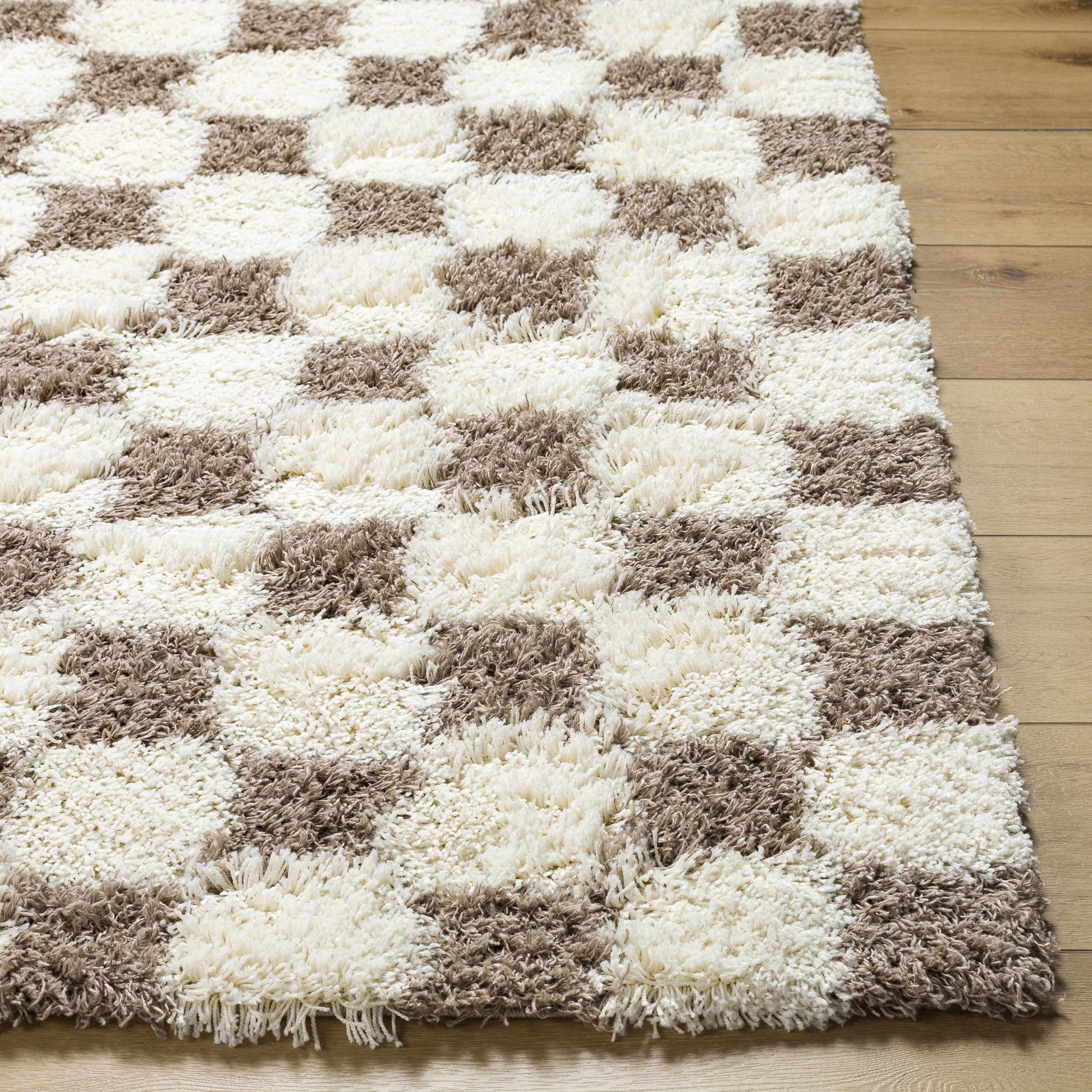 Atira Brown Checkered Area Rug Boutique Rugs