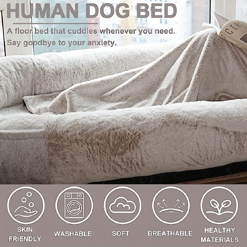 Human Dog Bed, Medium Beanbag Human Bed, Giant Beanbag Dog Bed With Blanket, Suitable For People, Families, And Pets (medium, Gradient Brown) - Temu ShopOnlyDeal