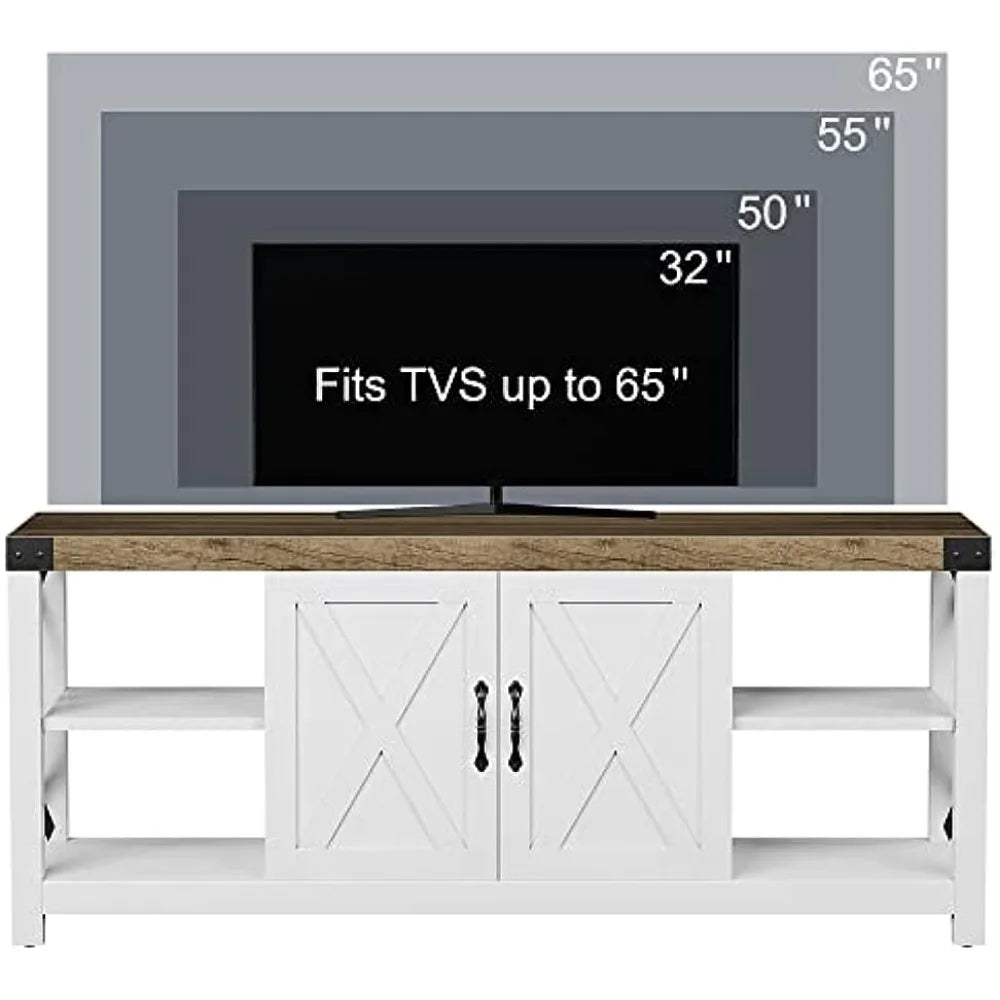 Modern Style Cozy TV Stand, White 61 x 18 x 7 inches ShopOnlyDeal