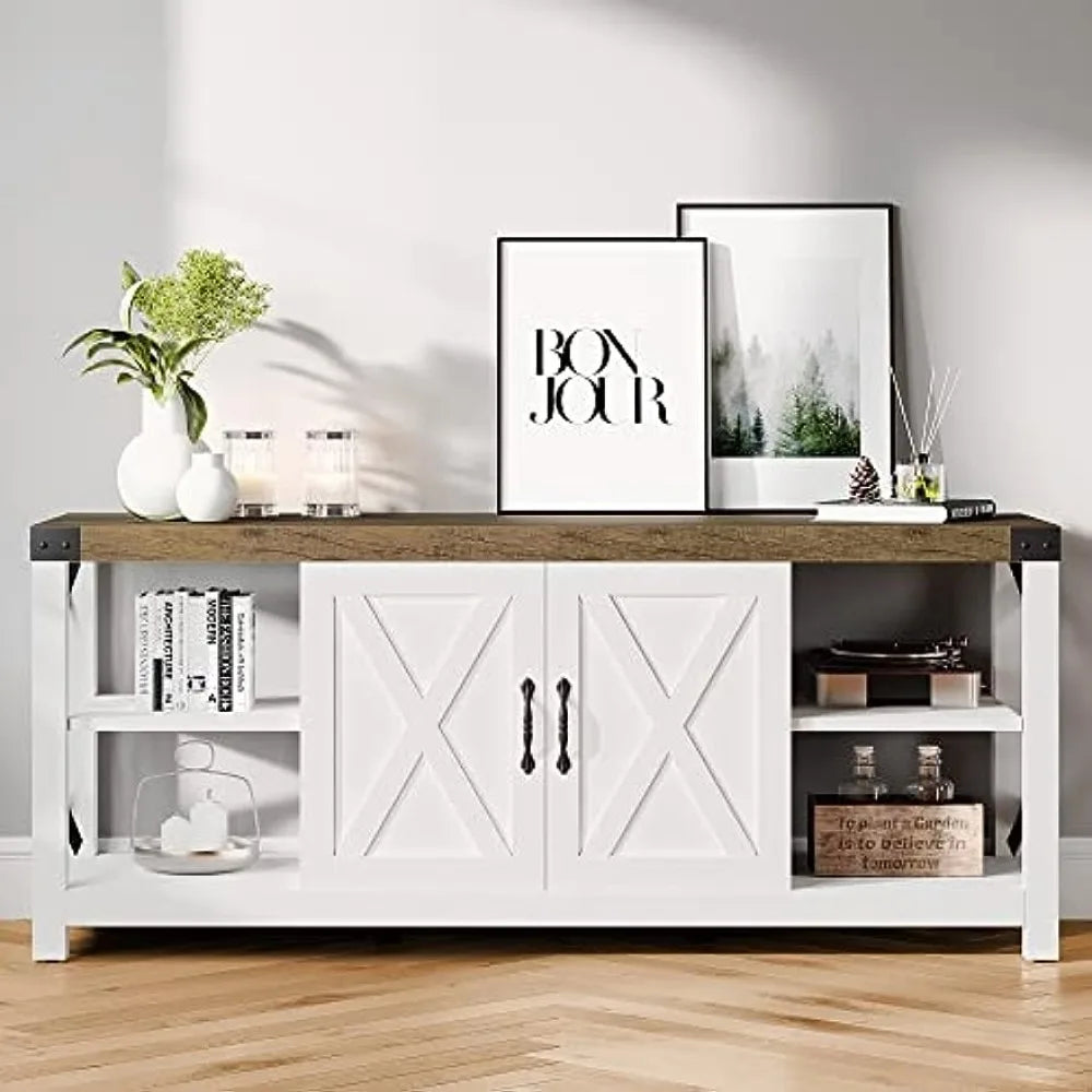 Modern Style Cozy TV Stand, White 61 x 18 x 7 inches ShopOnlyDeal