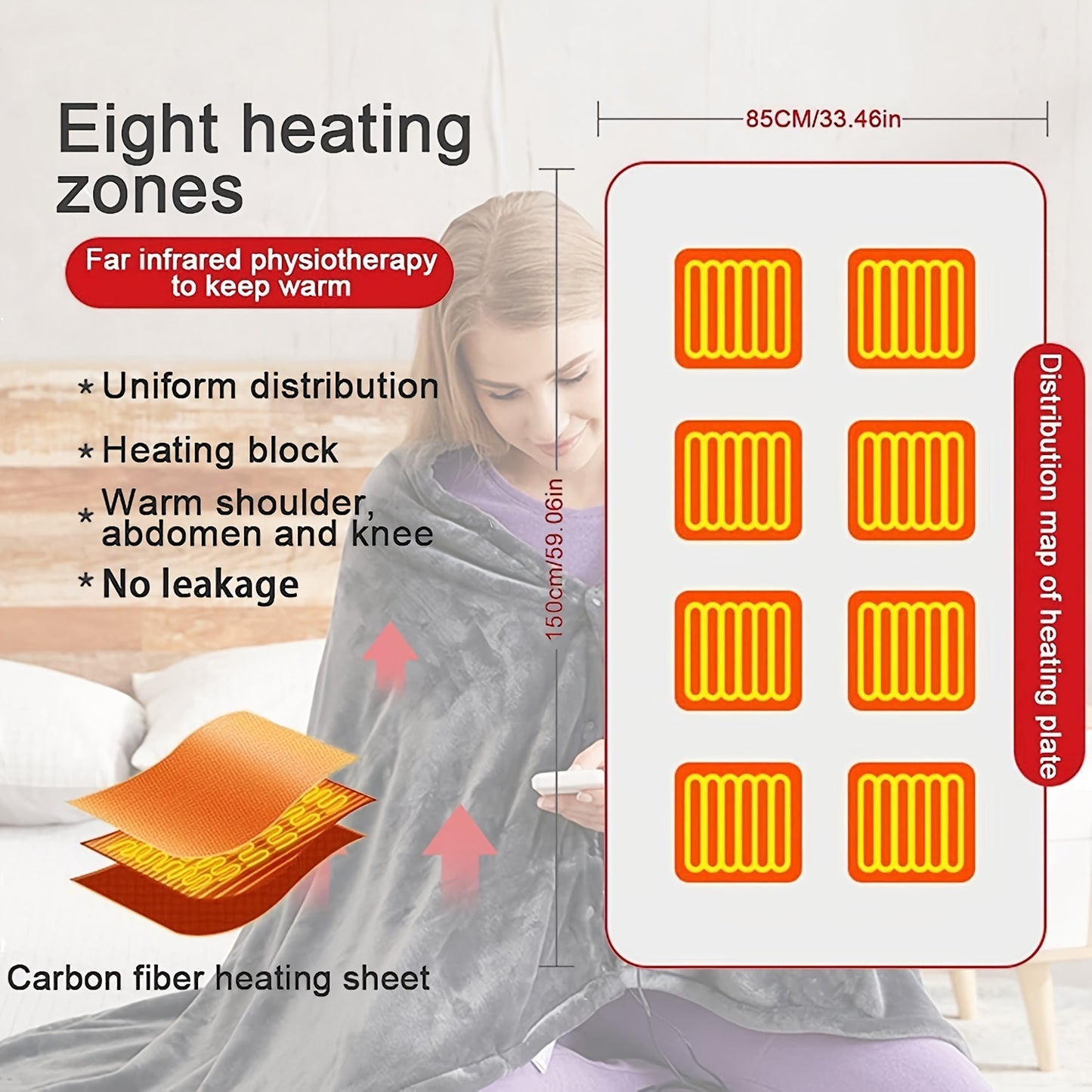 Heating Blanket(without Battery) Shawl Smart Portable Usb Powered Heating Blanket Rechargeable Wearable Shawl Without Battery Heating Pad (not Suitable For People With Pacemakers) ShopOnlyDeal