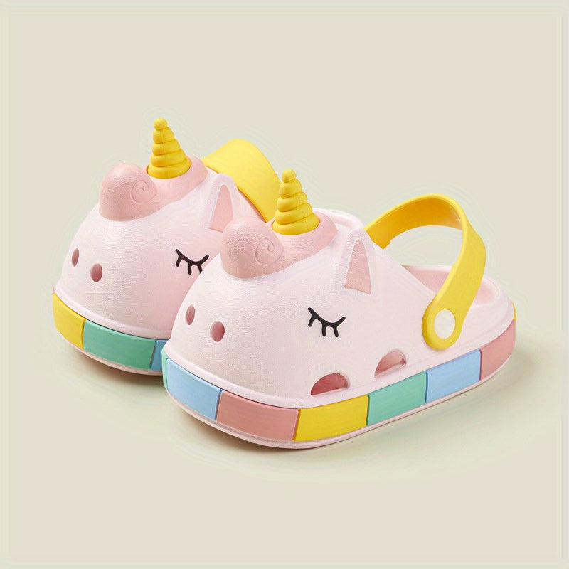 Boys Girls Adorable Cartoon Unicorn Clogs Garden Shoes, Comfortable Lightweight Hollow Out Non-slip Beach Shoes, Summer - Temu ShopOnlyDeal