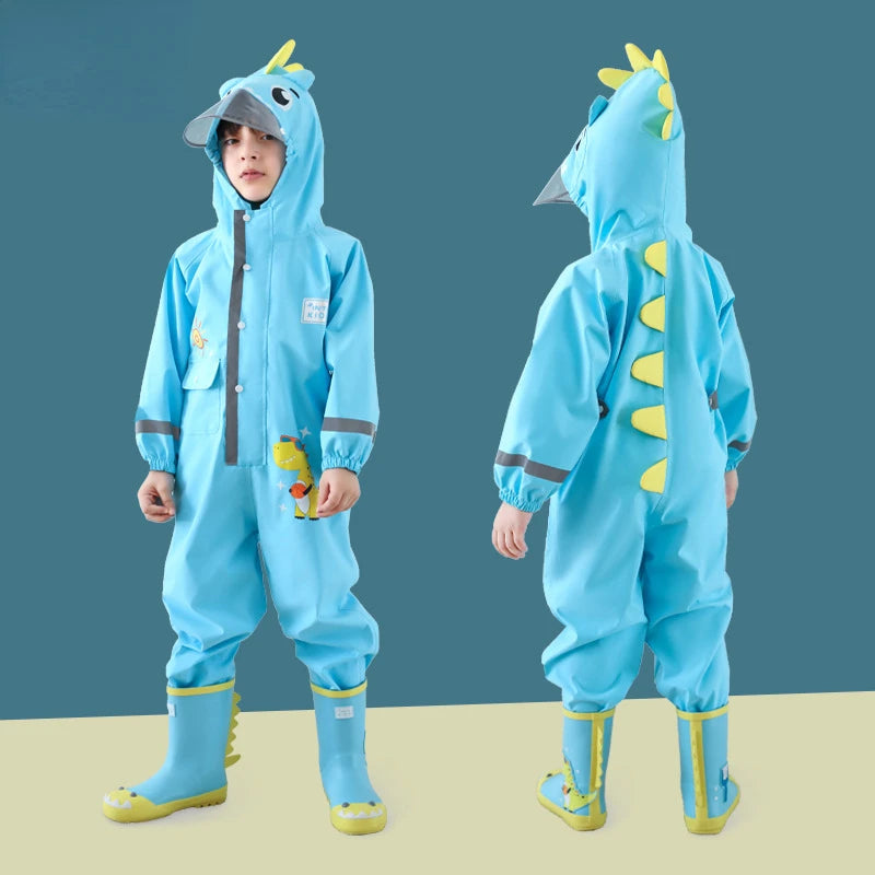 1-10 Years Old Children Raincoat Kids Boys Girls Waterproof Jumpsuit Hooded One-Piece Cartoon Dinosaur Baby Rainwear and Pants ShopOnlyDeal