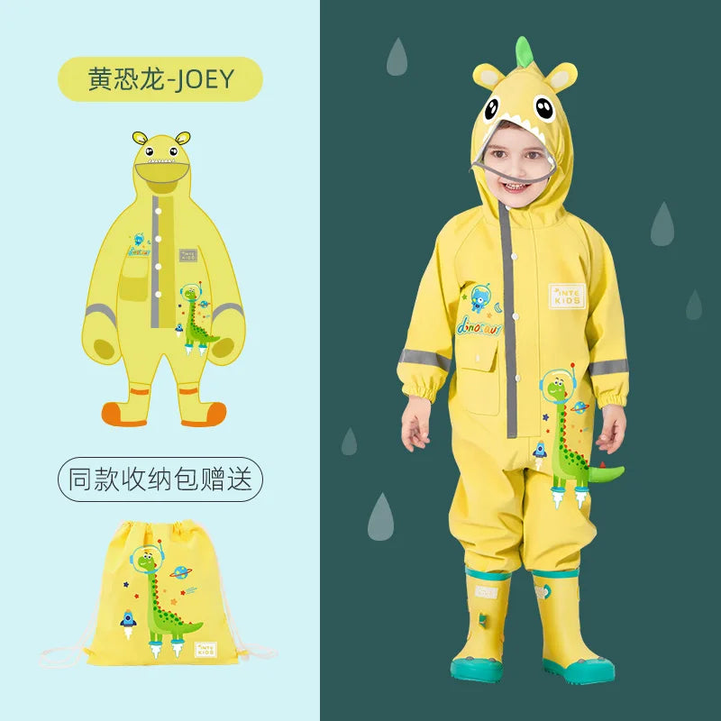 1-10 Years Old Children Raincoat Kids Boys Girls Waterproof Jumpsuit Hooded One-Piece Cartoon Dinosaur Baby Rainwear and Pants ShopOnlyDeal