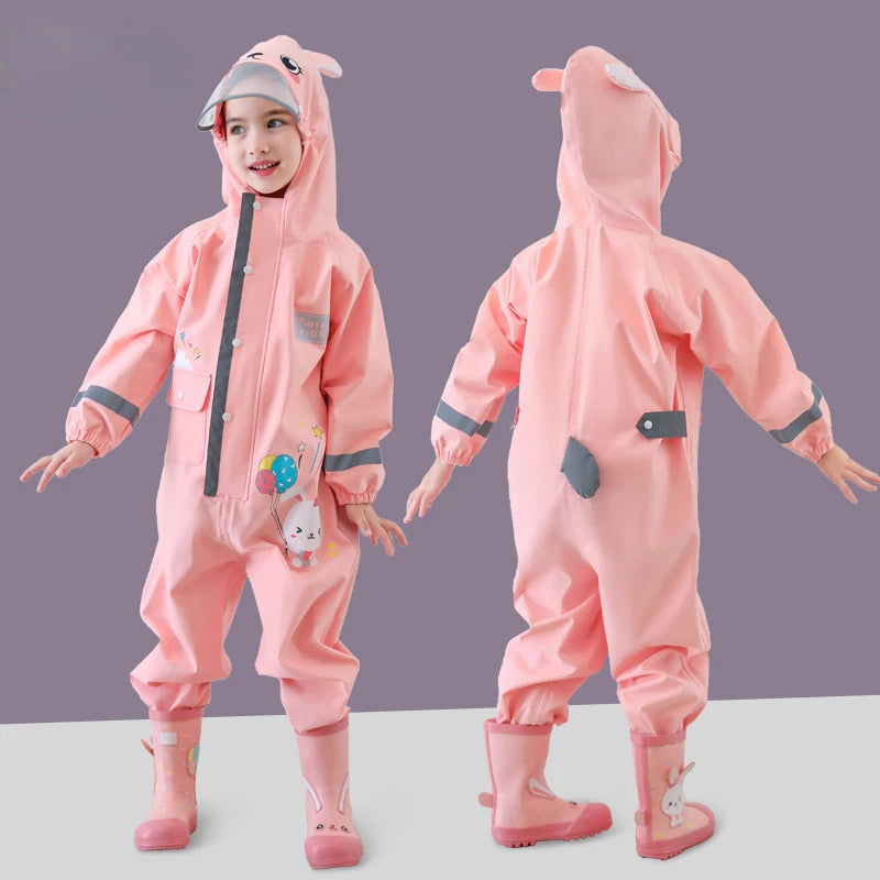 1-10 Years Old Children Raincoat Kids Boys Girls Waterproof Jumpsuit Hooded One-Piece Cartoon Dinosaur Baby Rainwear and Pants ShopOnlyDeal