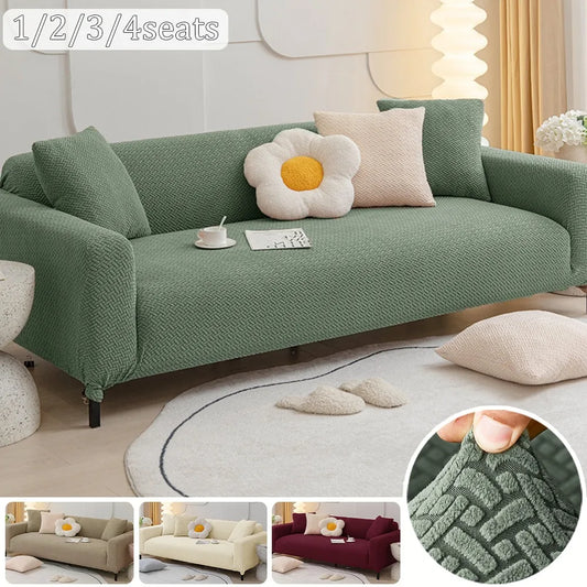 Jacquard Sofa Covers 1/2/3/4 Seater All-inclusive Stretch Plain Sofa Couch Cover Anti-dust L-Shaped Sofa Corner Section Cover ShopOnlyDeal